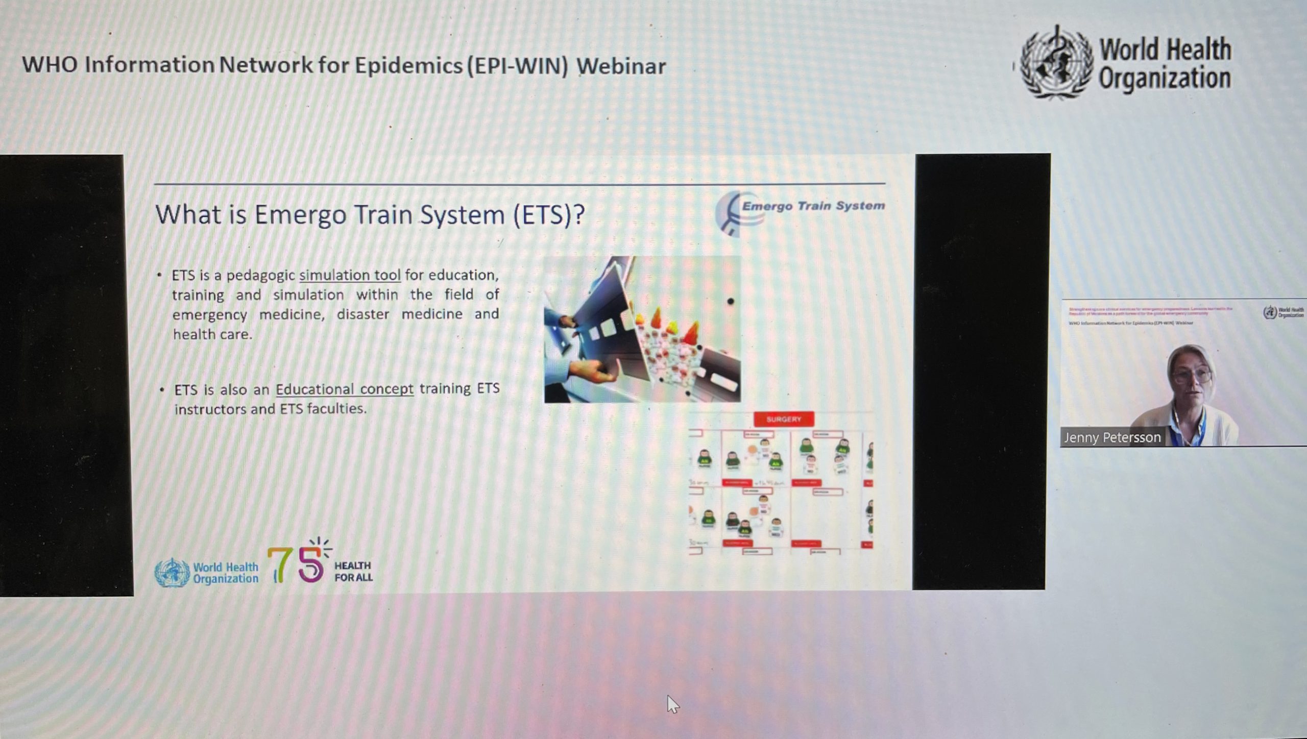 Photo ETS presentation at WHO webinar.